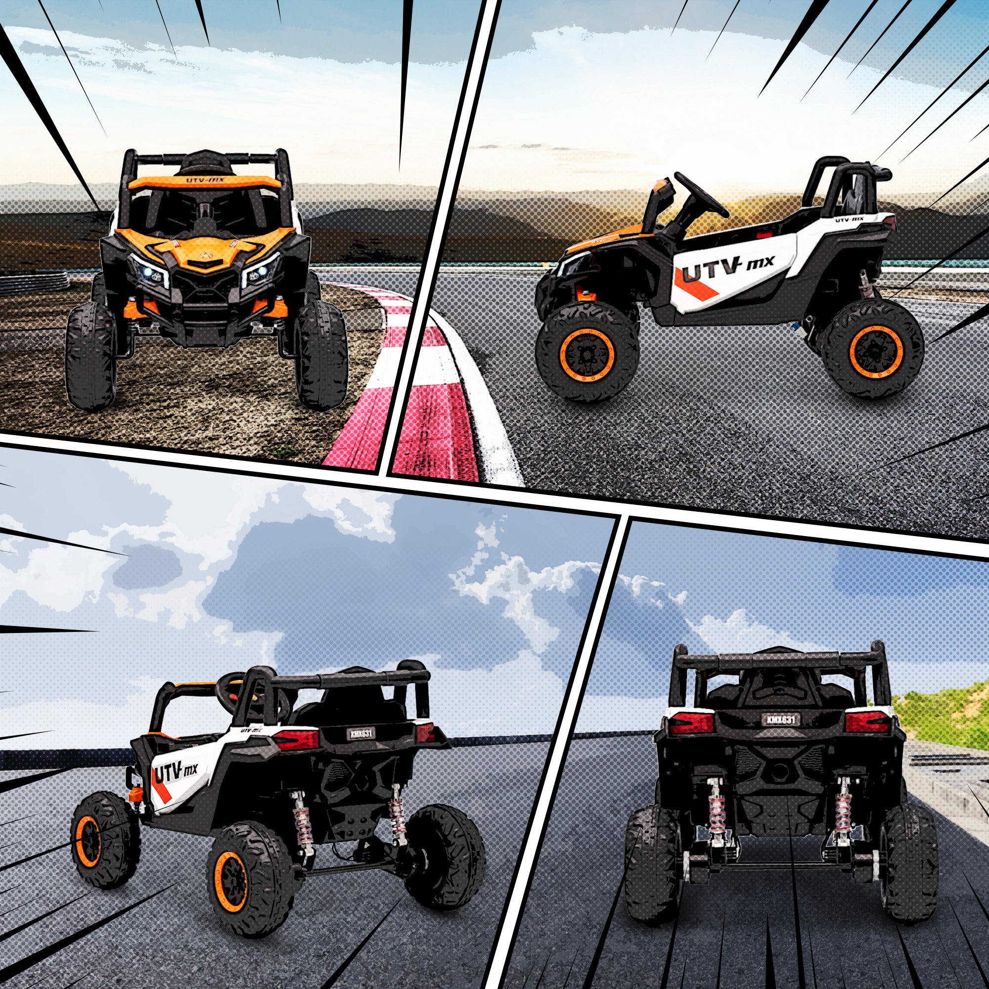 12V Kids Ride On Car with Remote Control, Kids Electric Car with Suspension System, Music, for Ages 3-5 Years, Orange