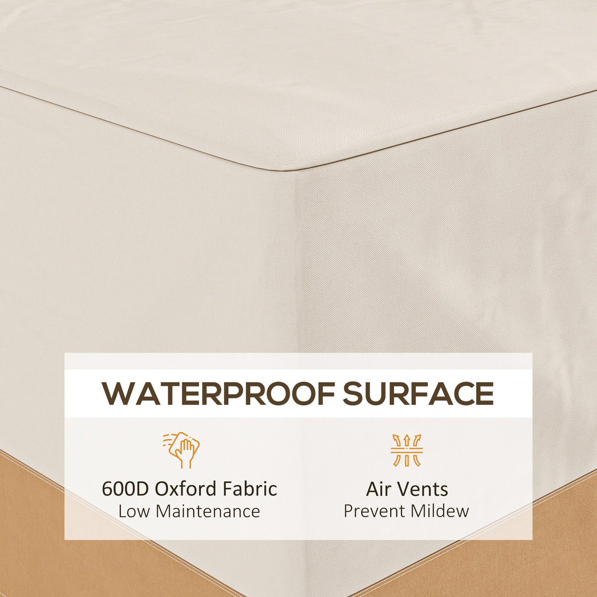 Garden Furniture Covers Waterproof, 600D Oxford Outdoor Furniture Cover with 4 Air Vents, 275 x 208 x 78 cm, Beige