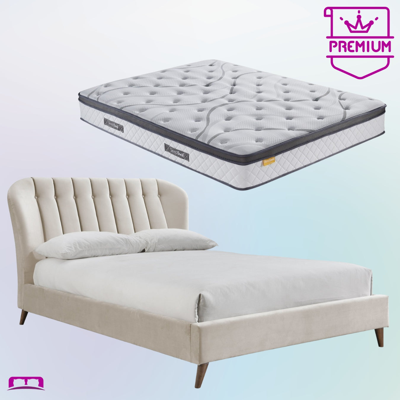 Double Premium Package | Elm Double Bed Brown & SleepSoul Heaven Mattr