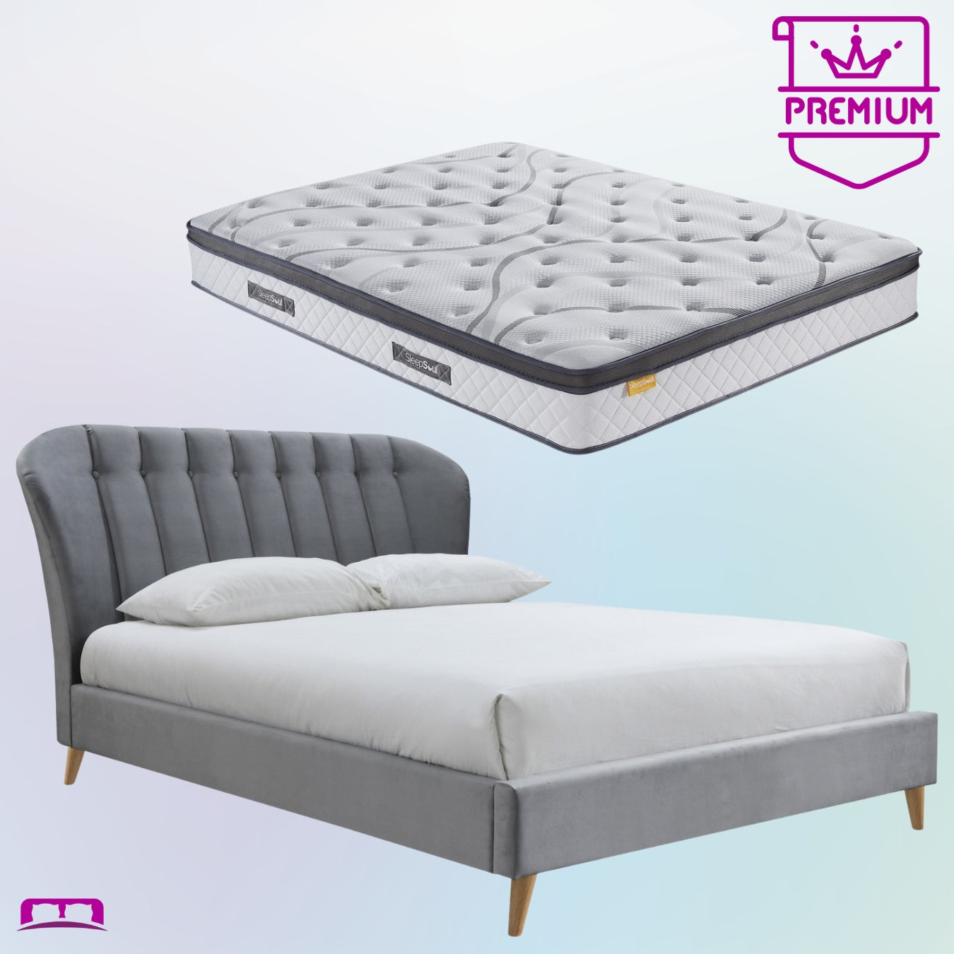 Double Premium Package | Elm Double Bed Grey & SleepSoul Heaven Mattress