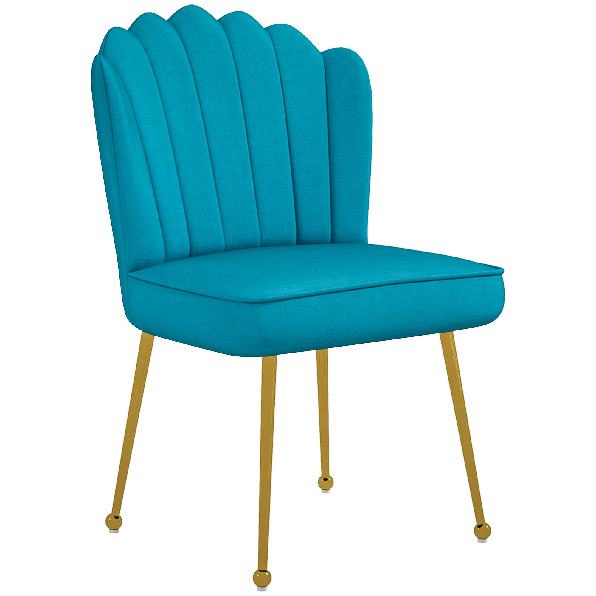 Velvet-Feel Shell Accent Chair - Blue