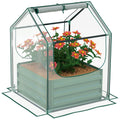 61 x 61cm Garden Planter Bed with Mini Greenhouse Cover - Green