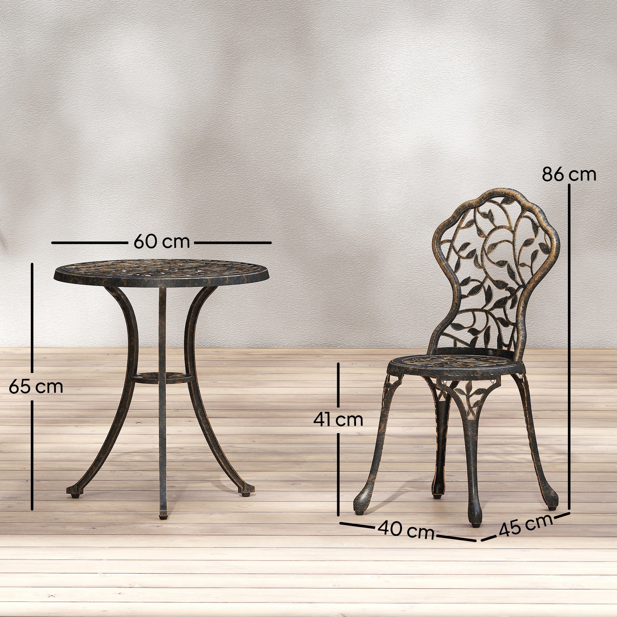 3 Pcs Aluminium Bistro Set Garden Furniture Dining Table Chairs Outdoor Seat Patio Seater Brown