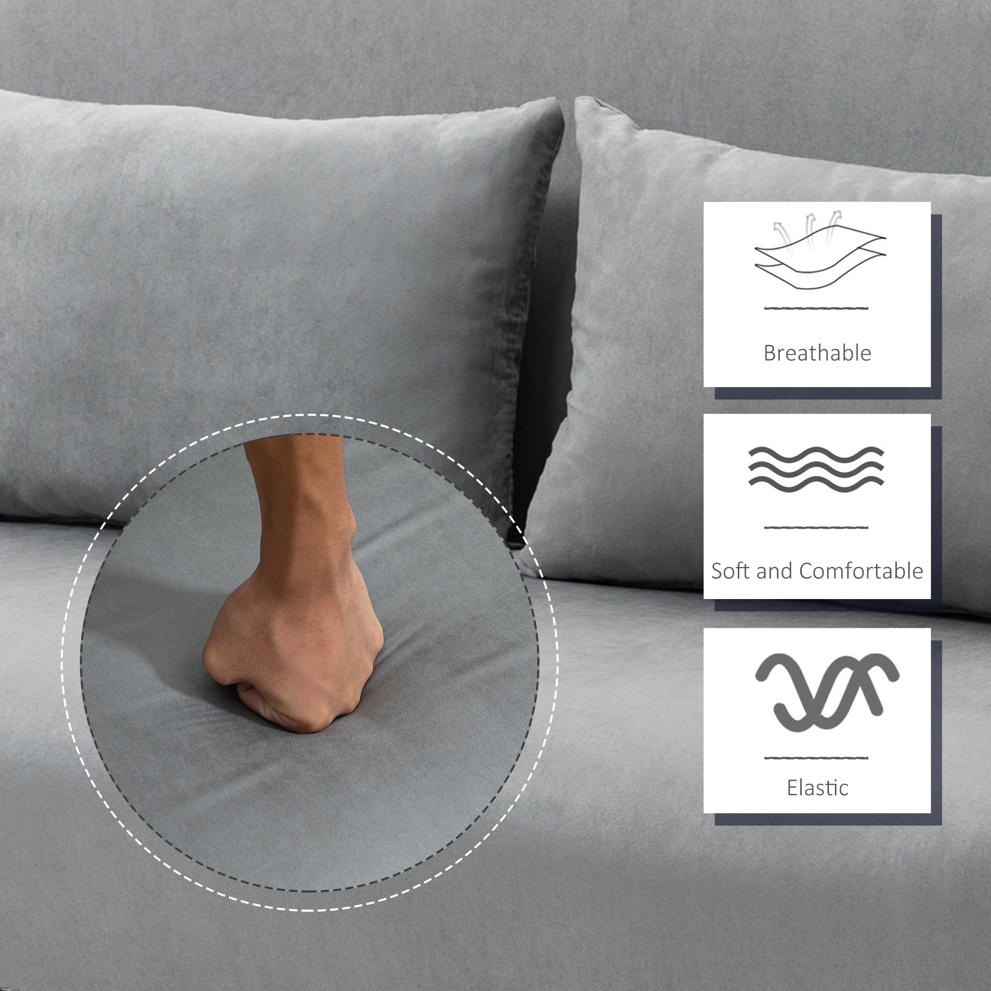 Two-Seater Click-Clack Sofa Bed - Light Grey