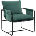 Minimal Padded Accent Chair with Side Pockets - Green