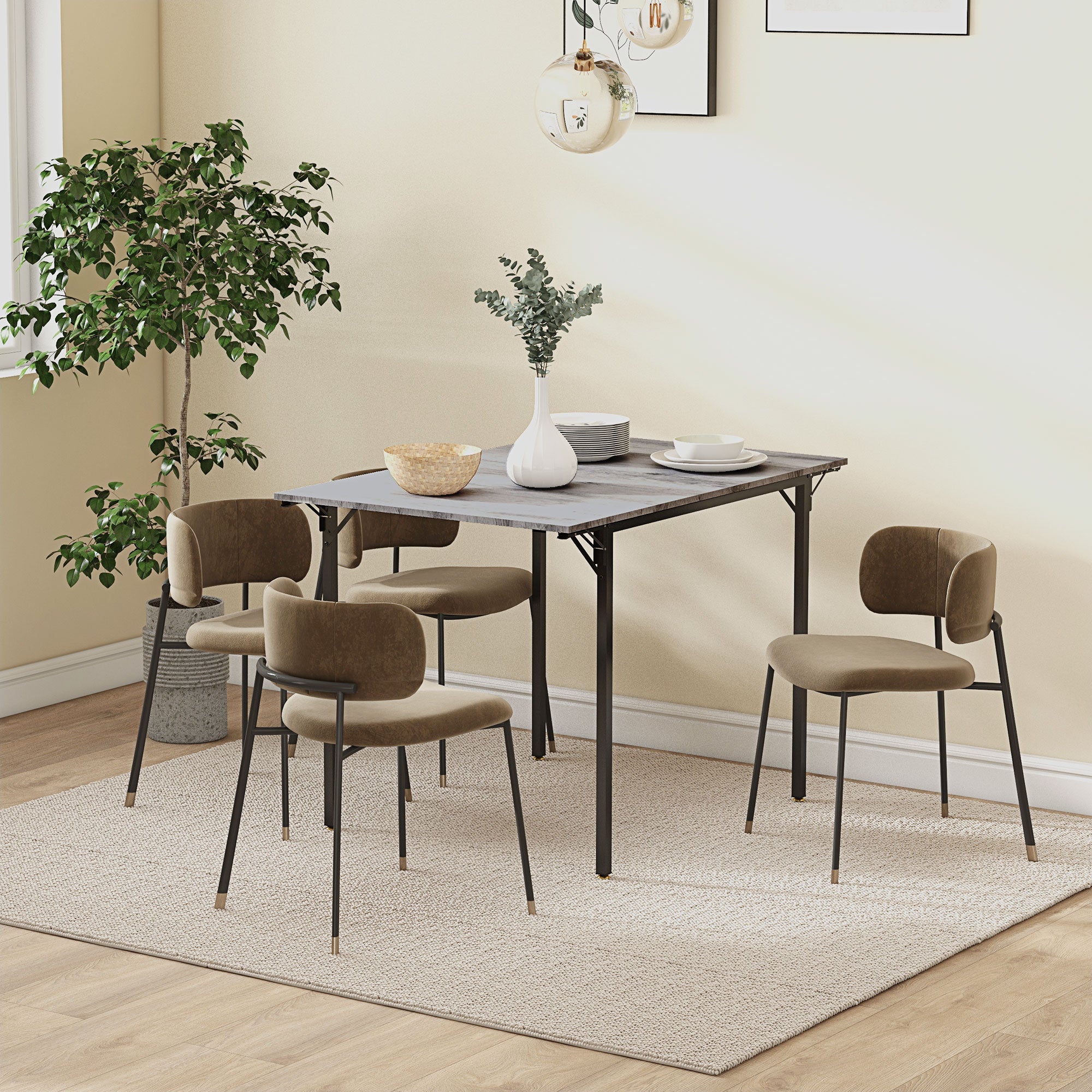 Four-Person Drop Leaf Dining Table - Grey