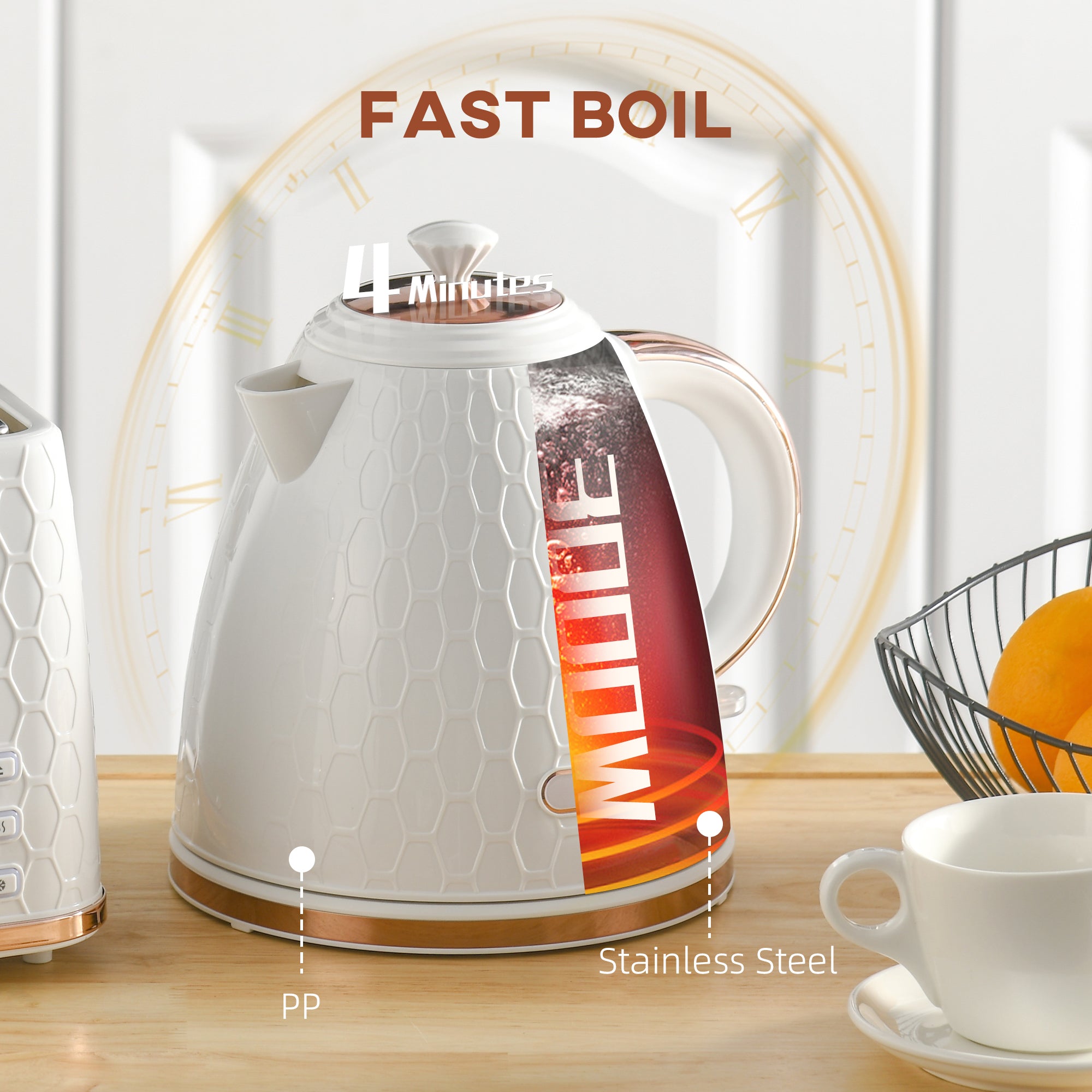 3kW Rapid Boil Honeycomb Kettle - Cream