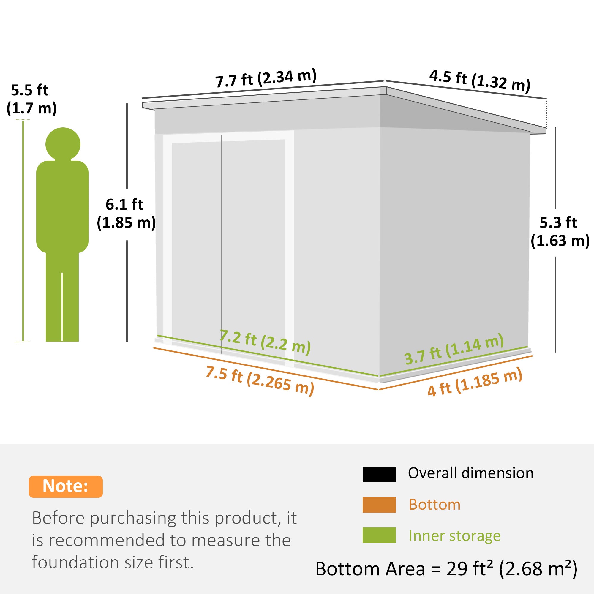 7.5 x 4.3ft Metal Garden Storage Shed, Waterproof Outdoor Shed with Triple Lockable Door, Gloves, Vents, Dark Grey