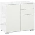 High Gloss Frame Sideboard with 2 Drawers Push-Open Design for Living Room & Bedroom - White