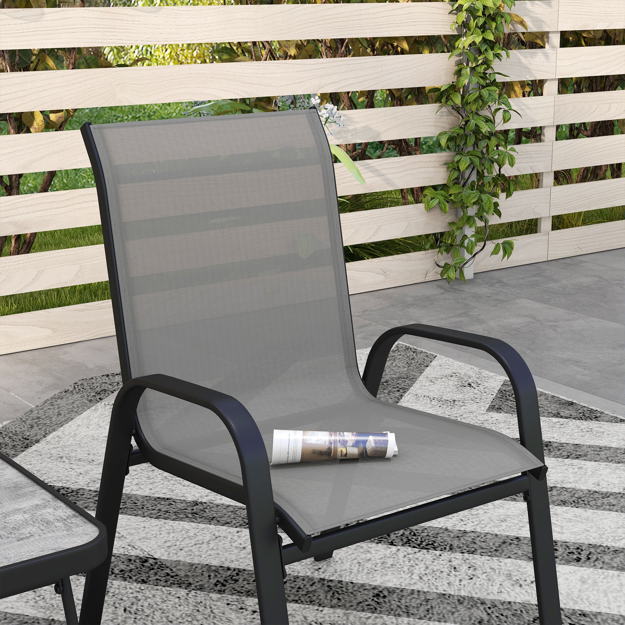 Three-Piece Metal Frame Garden Seating Set - Grey