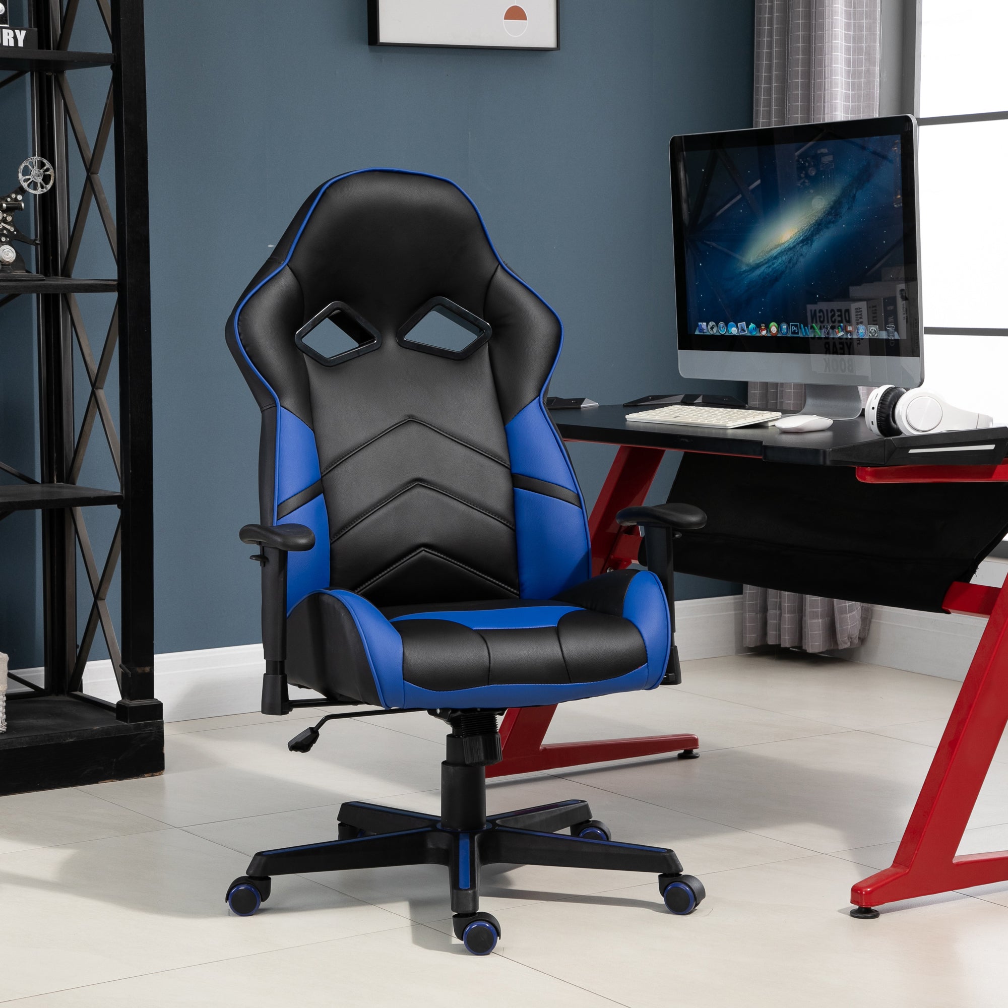 PU Leather Ergonomic Gaming Chair Blue/Black