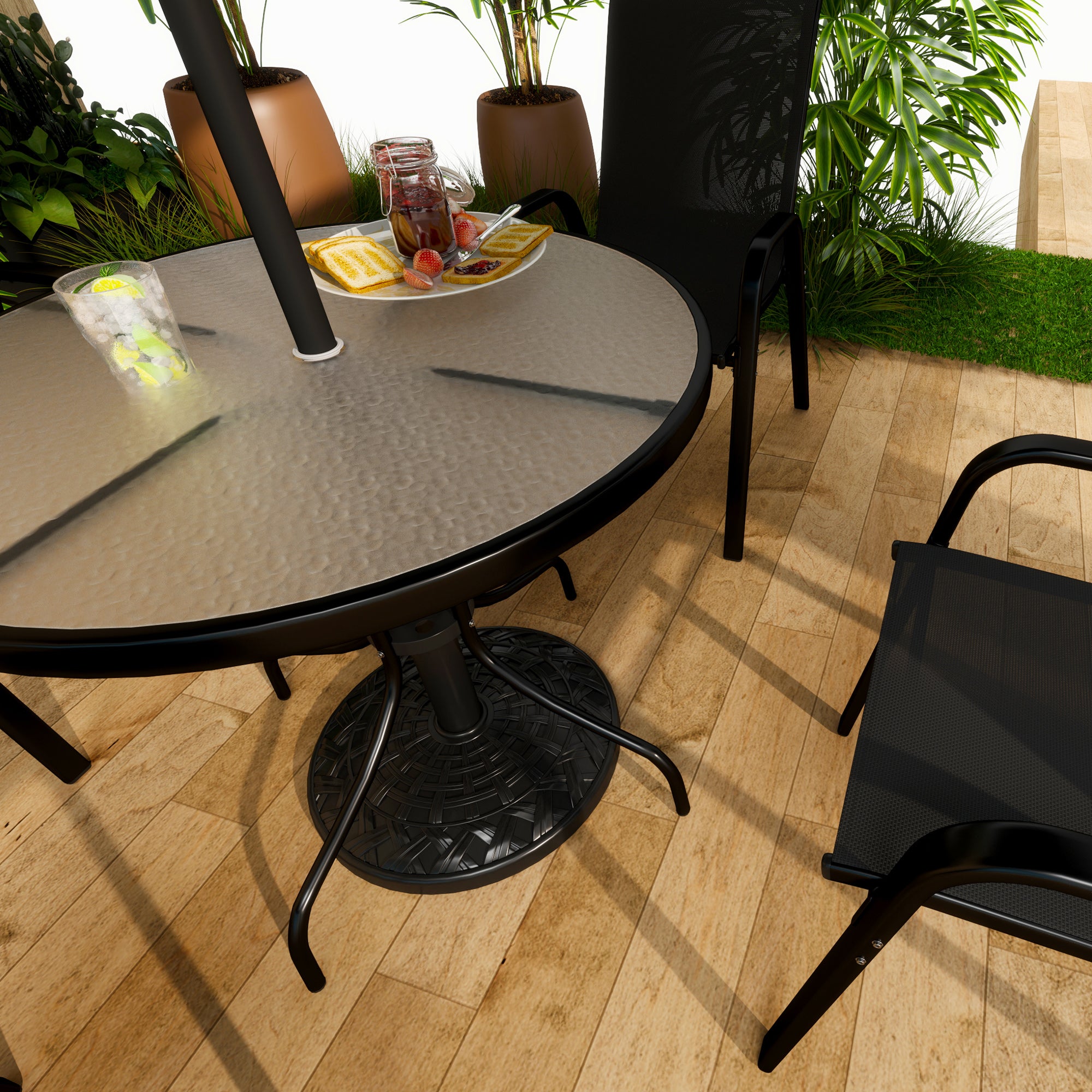 12kg Heavy Duty Resin Parasol Base for 38mm 48mm Poles - Black