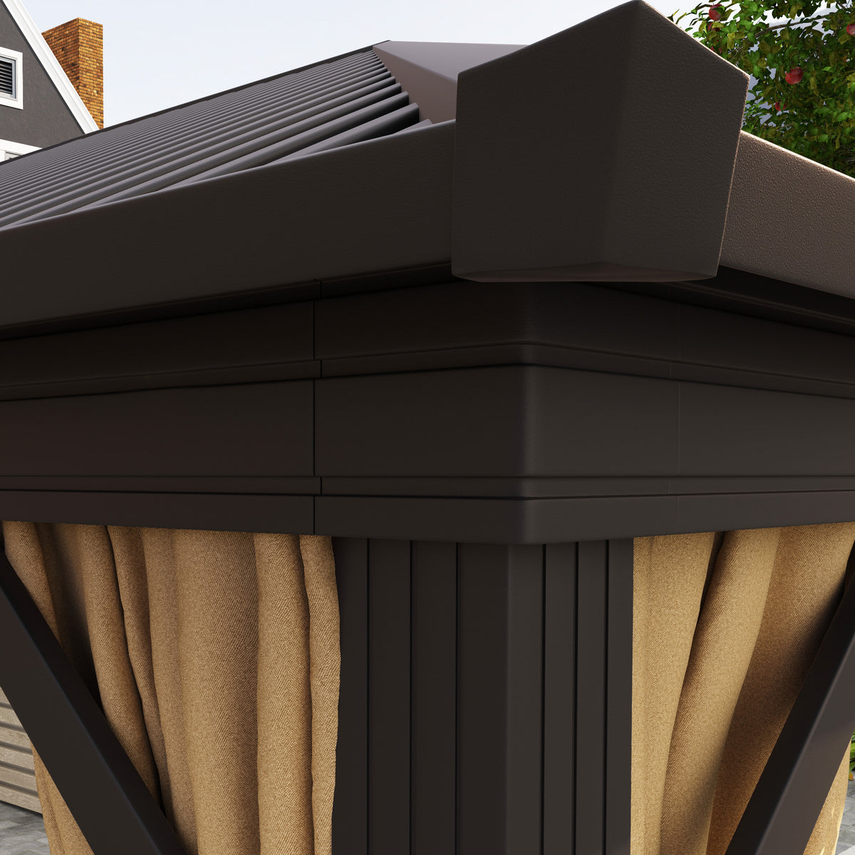 3.6 x 3 Metre Aluminium Frame Hardtop Gazebo with Curtains - Grey