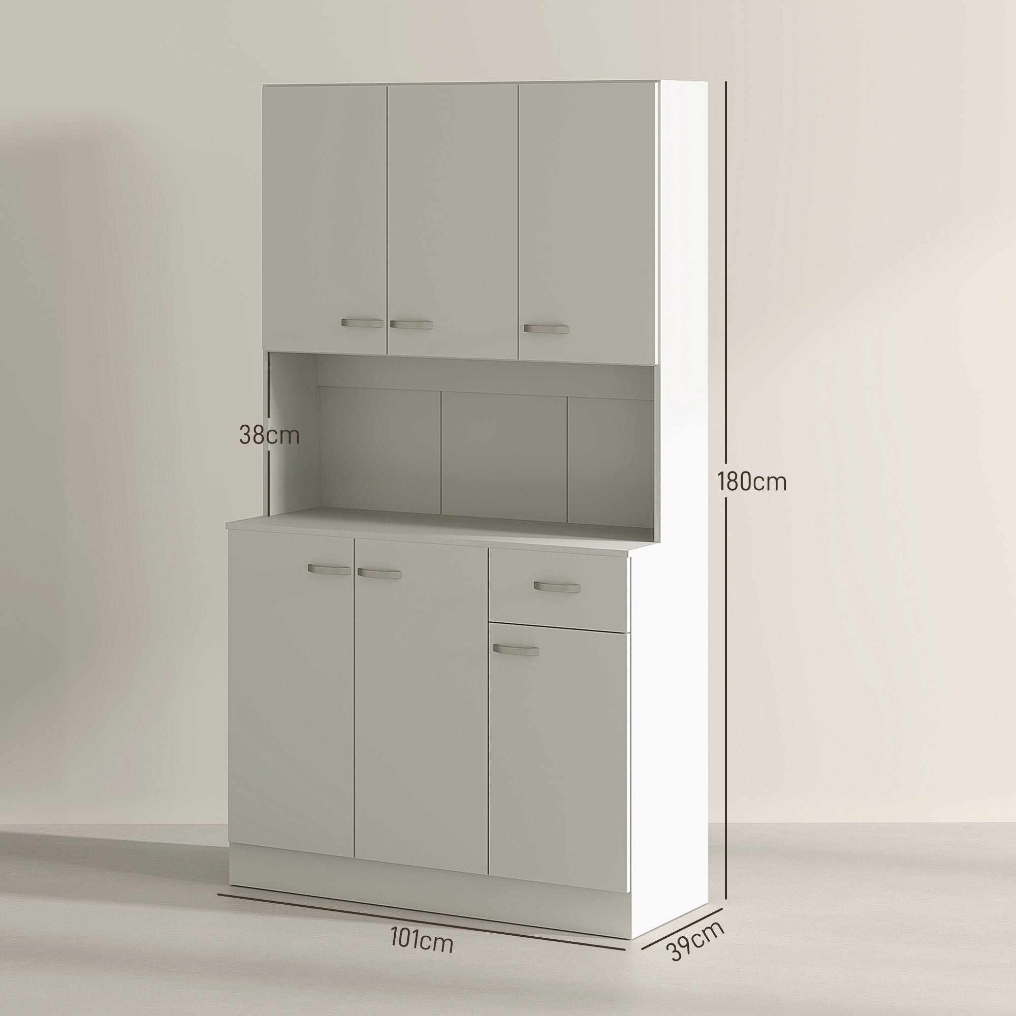 Freestanding Kitchen Pantry Storage Cabinet - White