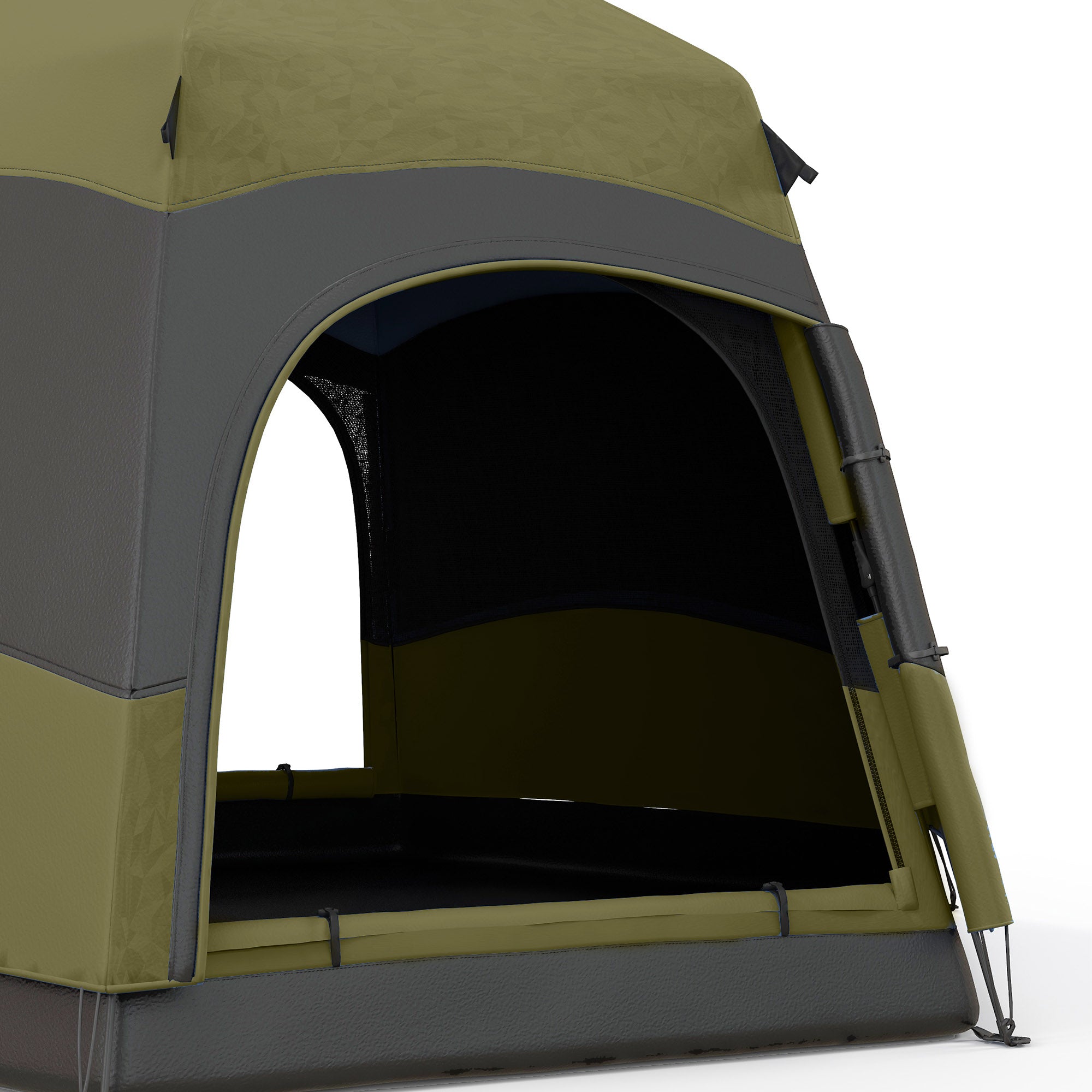 Six Man Hexagon Camping Tent with Hang Hook and Carry Bag - Dark Green and Light Grey