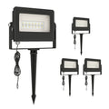 32W LED Floodlights, Linkable 4-Pack Landscape Lighting with Remote Control, RGB Colour Changing, UK Plug, Black