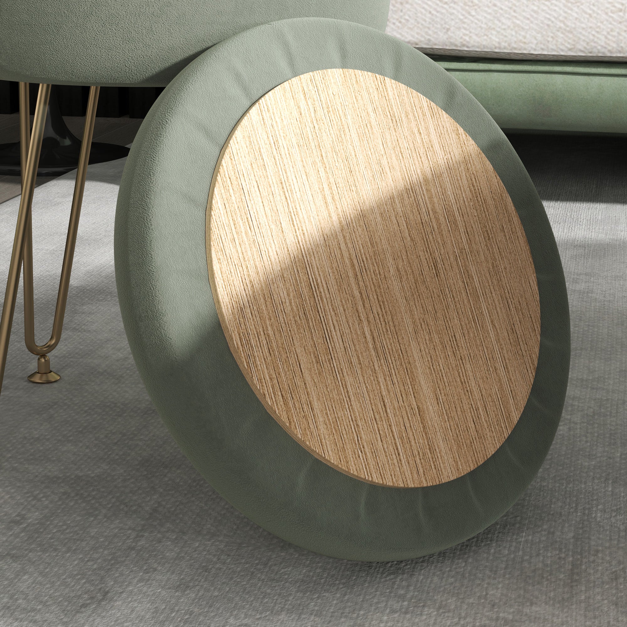 5L Velvet-Feel Storage Ottoman - Green