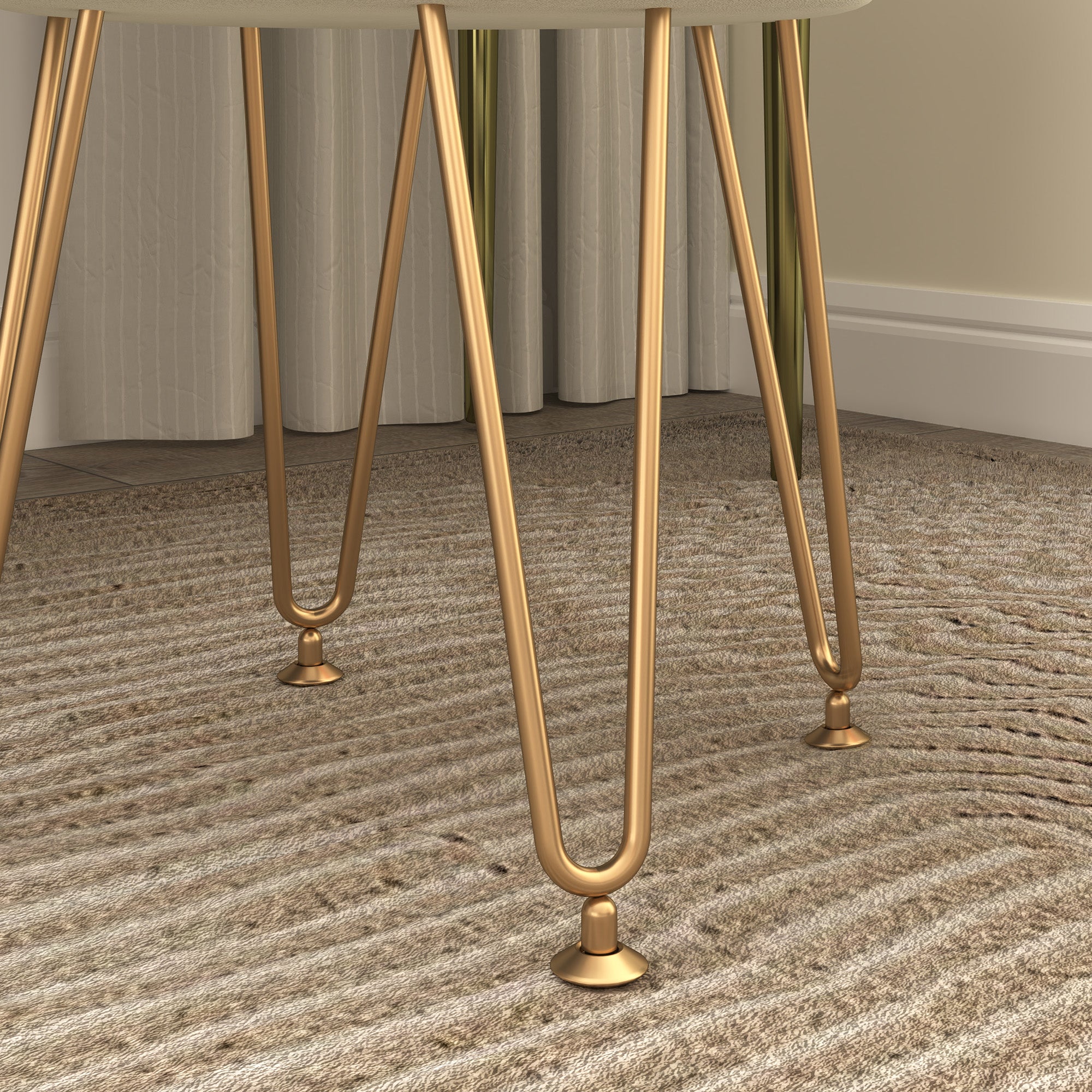 5L Velvet-Feel Storage Ottoman with Gold Legs - Cream White