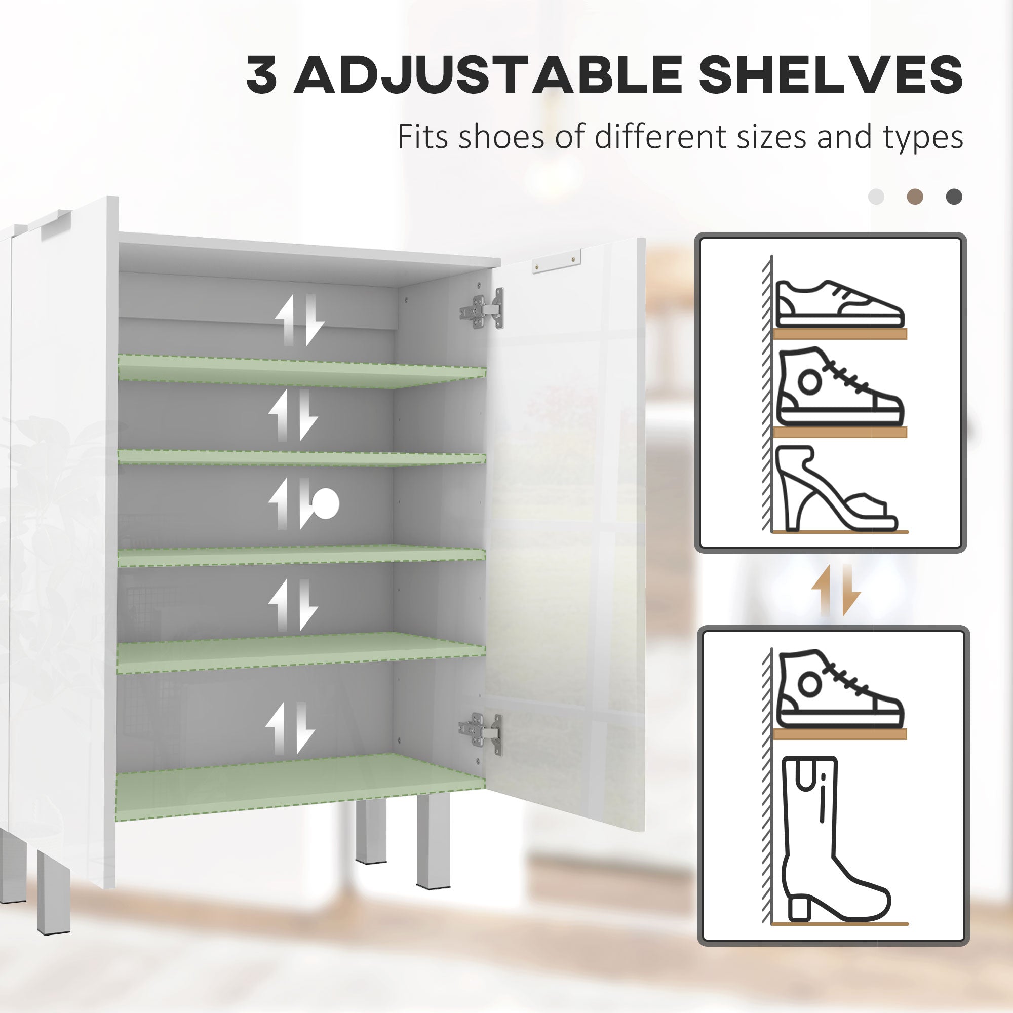 Five-Shelf Shoe Storage Cupboard - White