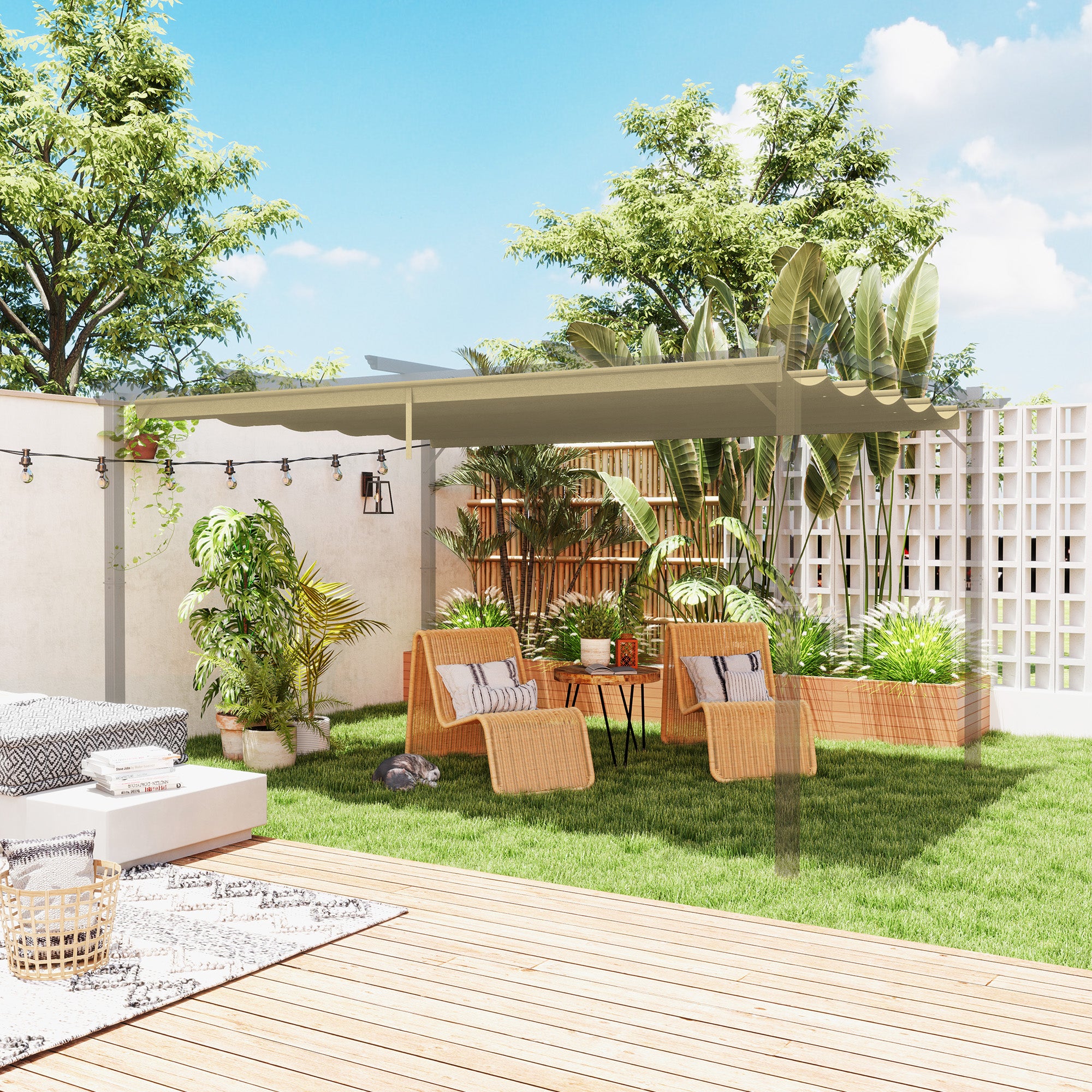 Retractable Pergola Canopy Replacement 4x3 Metre Polyester Tan