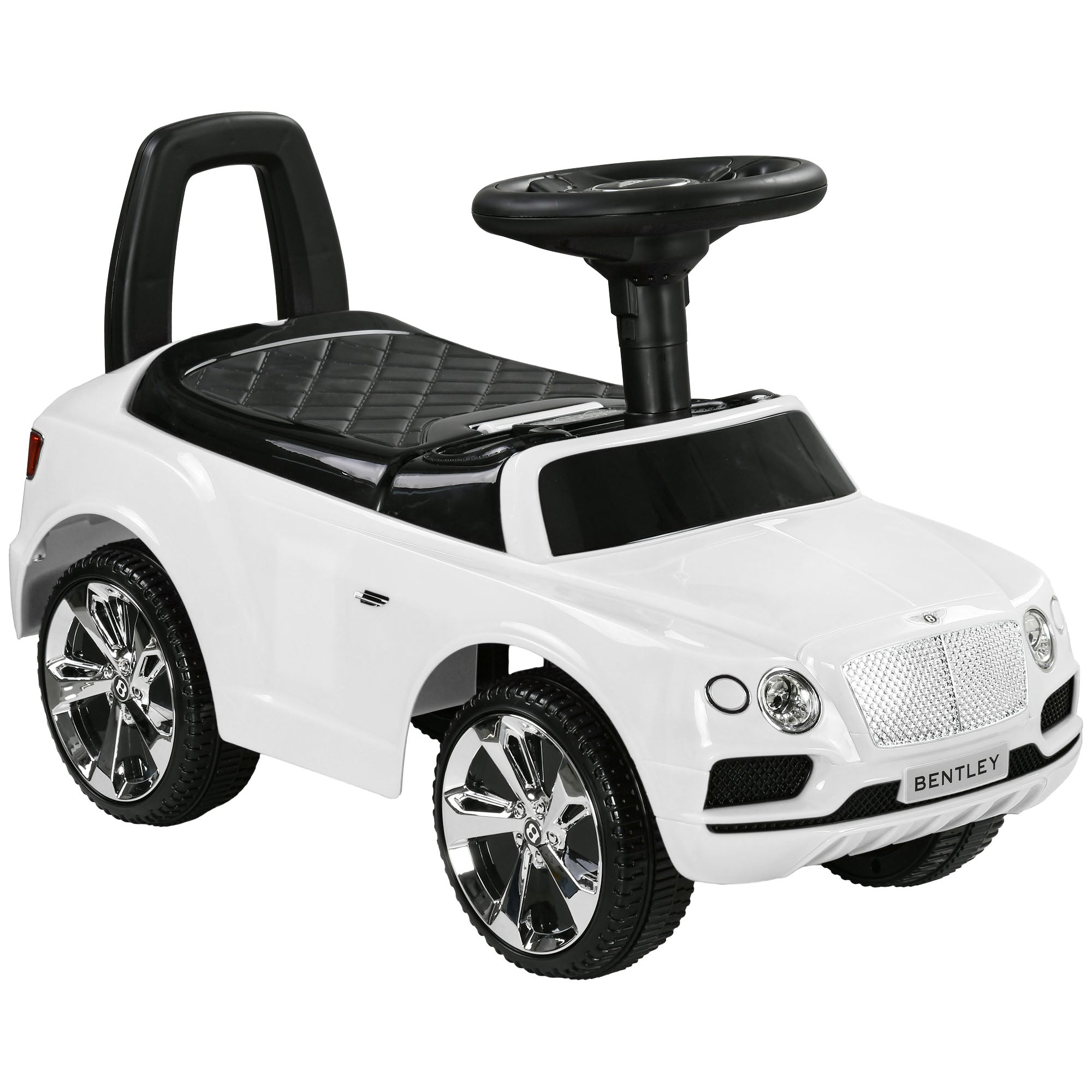 Bentley Bentayga Licensed Foot to Floor Ride on Car, Sliding Car Push Along Car w/ Under Seat Storage - White