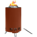 16cm Smokeless Stainless Steel Fire Pit with Poker - Red