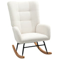 Teddy Fleece Rocking Chair with High-Density Foam Cushioning - Cream White