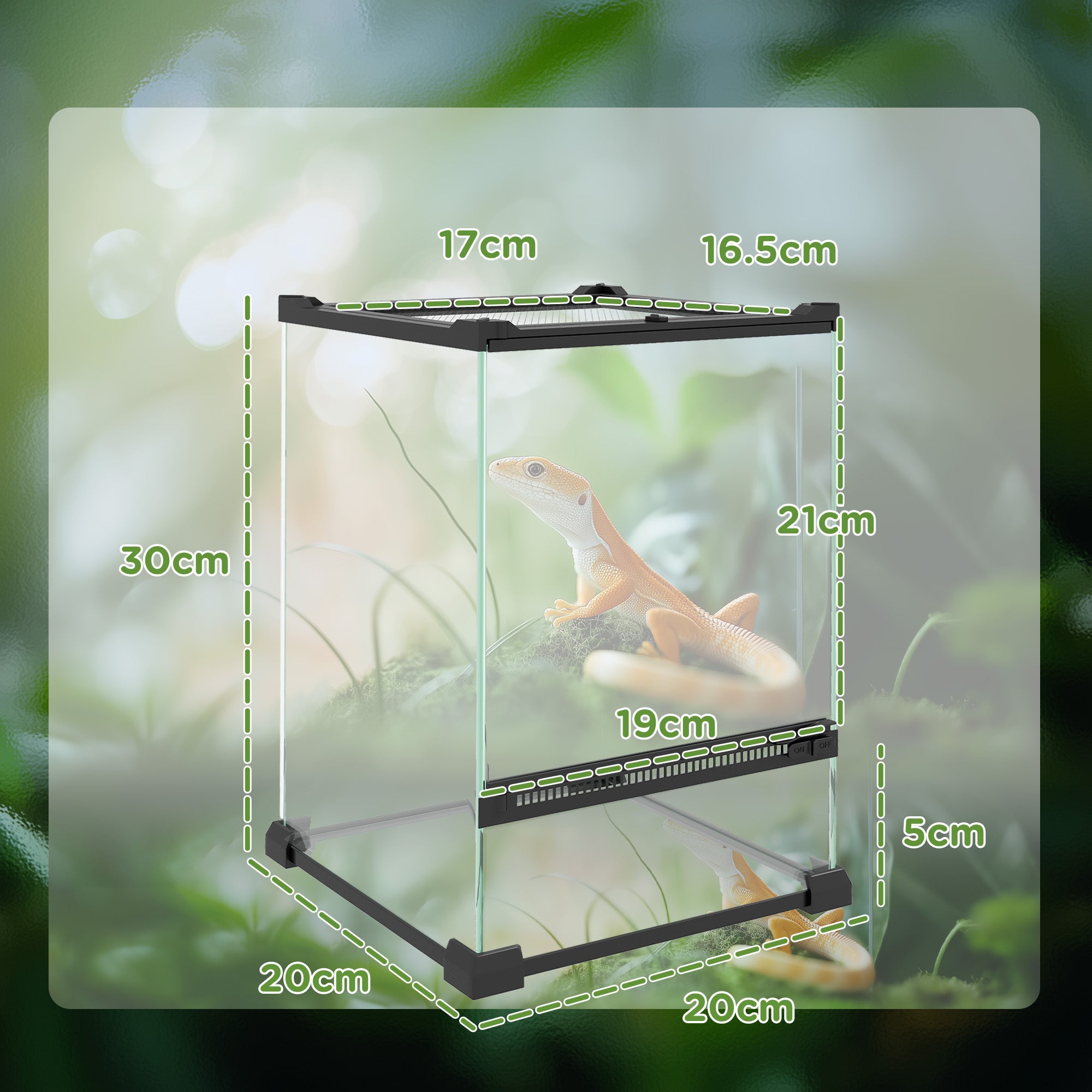 12L Vivarium for Lizards, Frogs, Snakes, Turtles, Tortoises w/ Anti-Escape Design, Ventilation