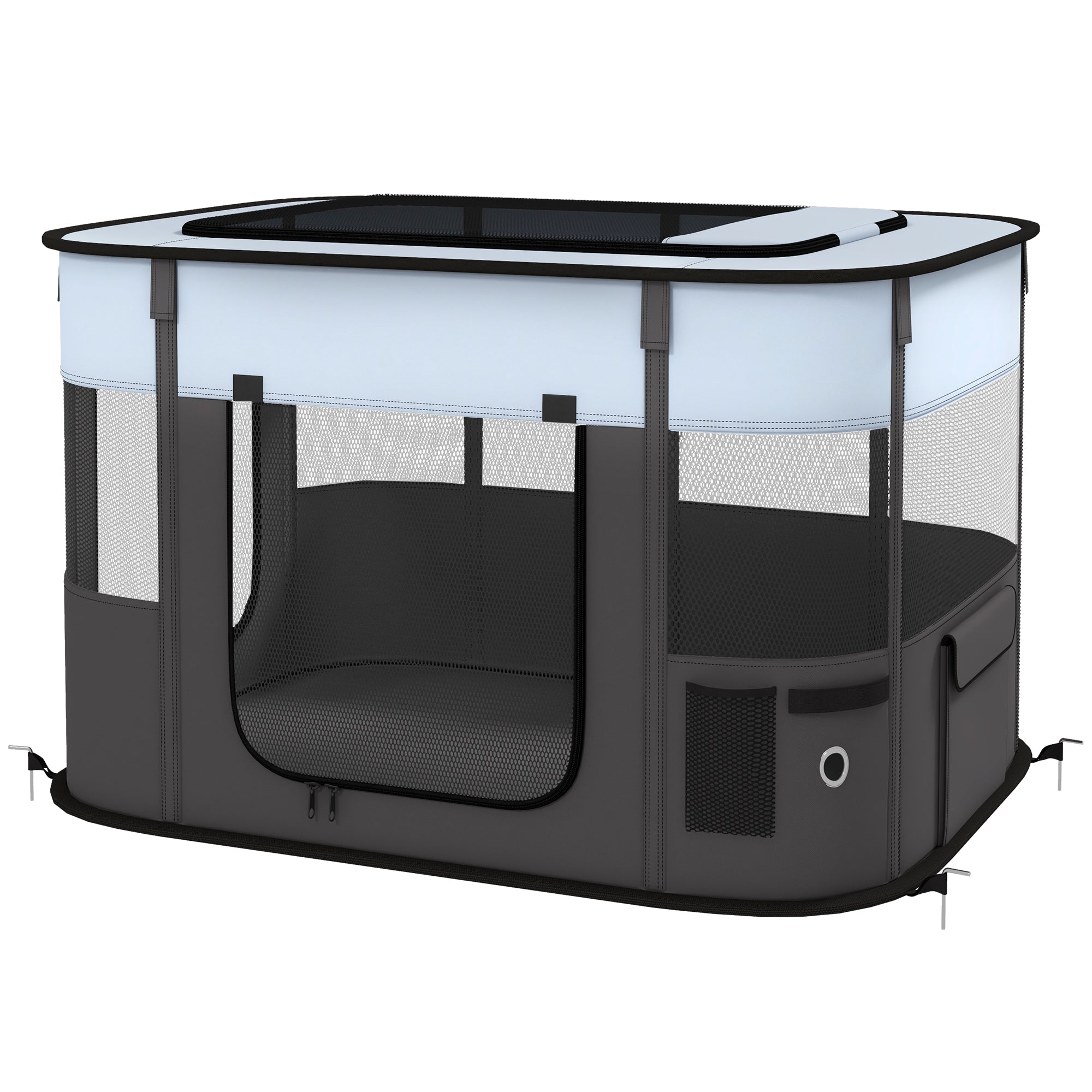 Foldable Dog Pen with Storage Bag for Indoor/Outdoor Use - Grey