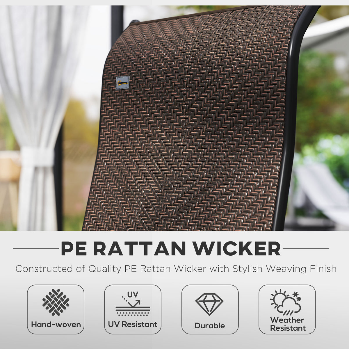 Set of 4 Folding Garden Chairs with 7-Position Adjustable Backs - Dark Brown