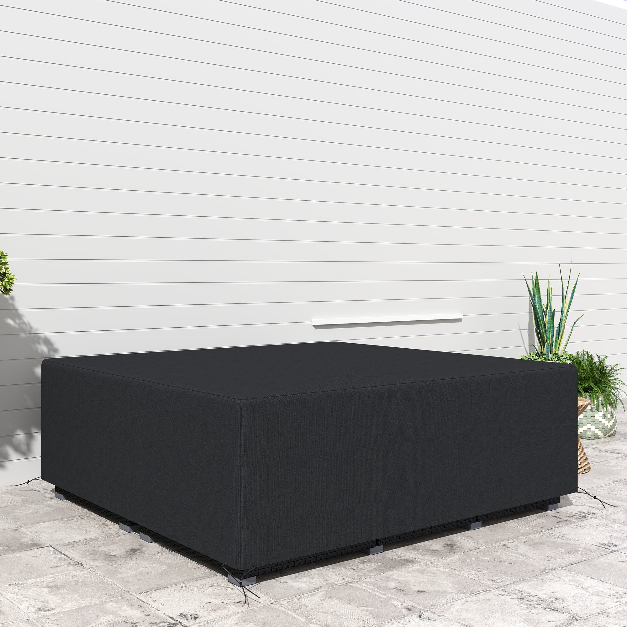600D Oxford Waterproof Garden Sofa Cover Set 225x210x70cm - Black