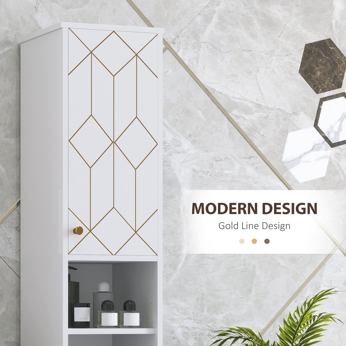 Tall Slim Freestanding Bathroom Storage Cabinet with Doors and Adjustable Shelves - White