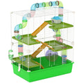 Hamster Cage with Water Bottle, Exercise Wheel, Tubes & Ramps - Green