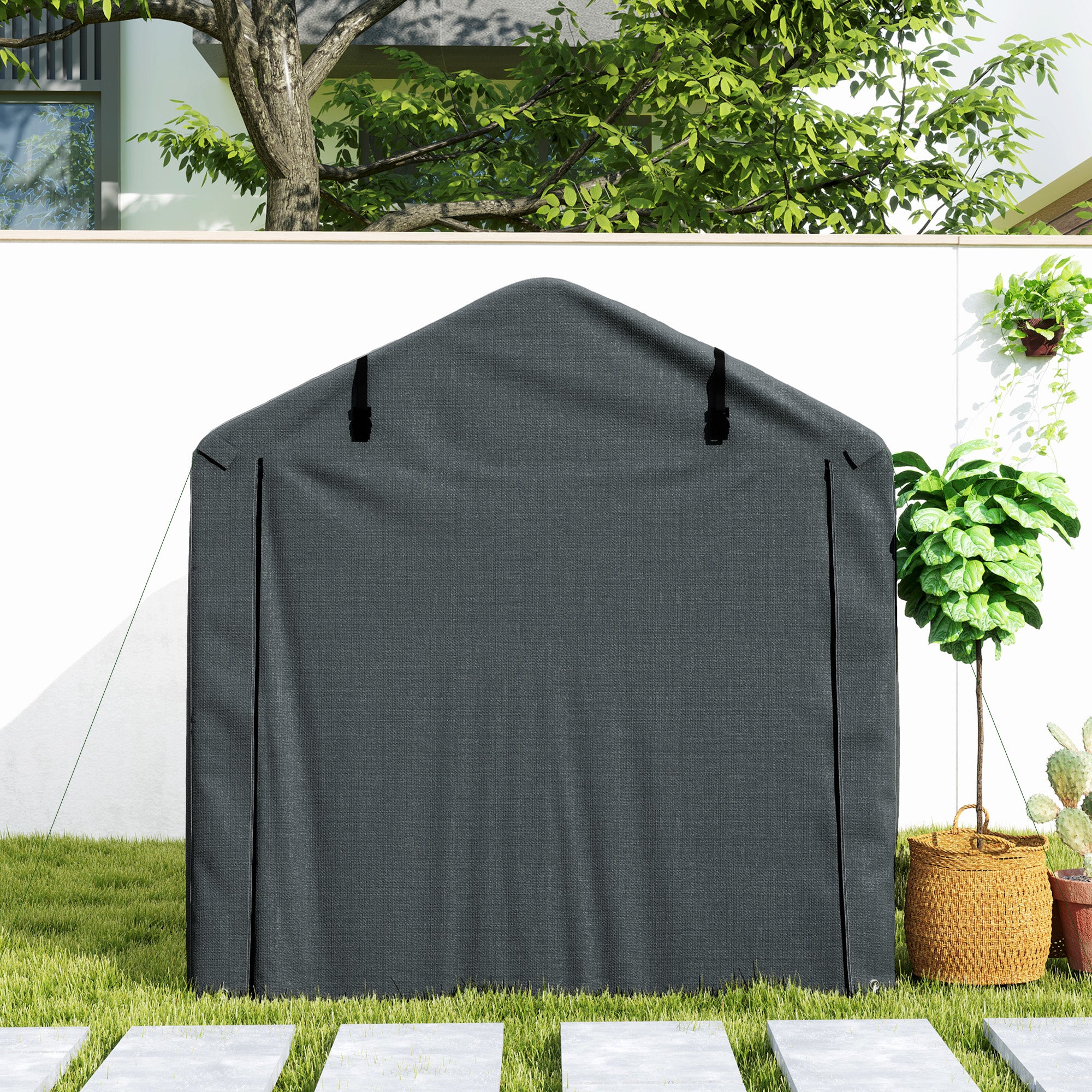 Garden Storage Tent 2.2x1.6m Waterproof UV-Resistant Dark Grey
