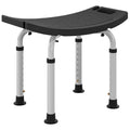 Height Adjustable Aluminium Shower Bath Stool with Non-Slip Pads for Elderly, Disabled, Seniors, Pregnant - Black