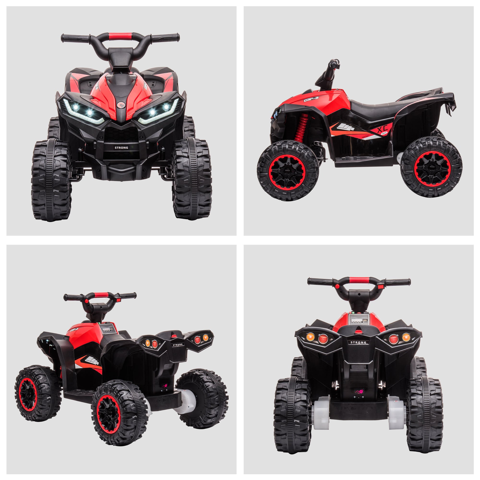 12V Ride-On Quad Bike w/ Music, Horn, for Ages 3-5 Years - Red