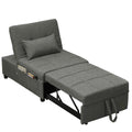 Four-In-One Single Sleeper Chair Bed with Adjustable Backrest - Dark Grey