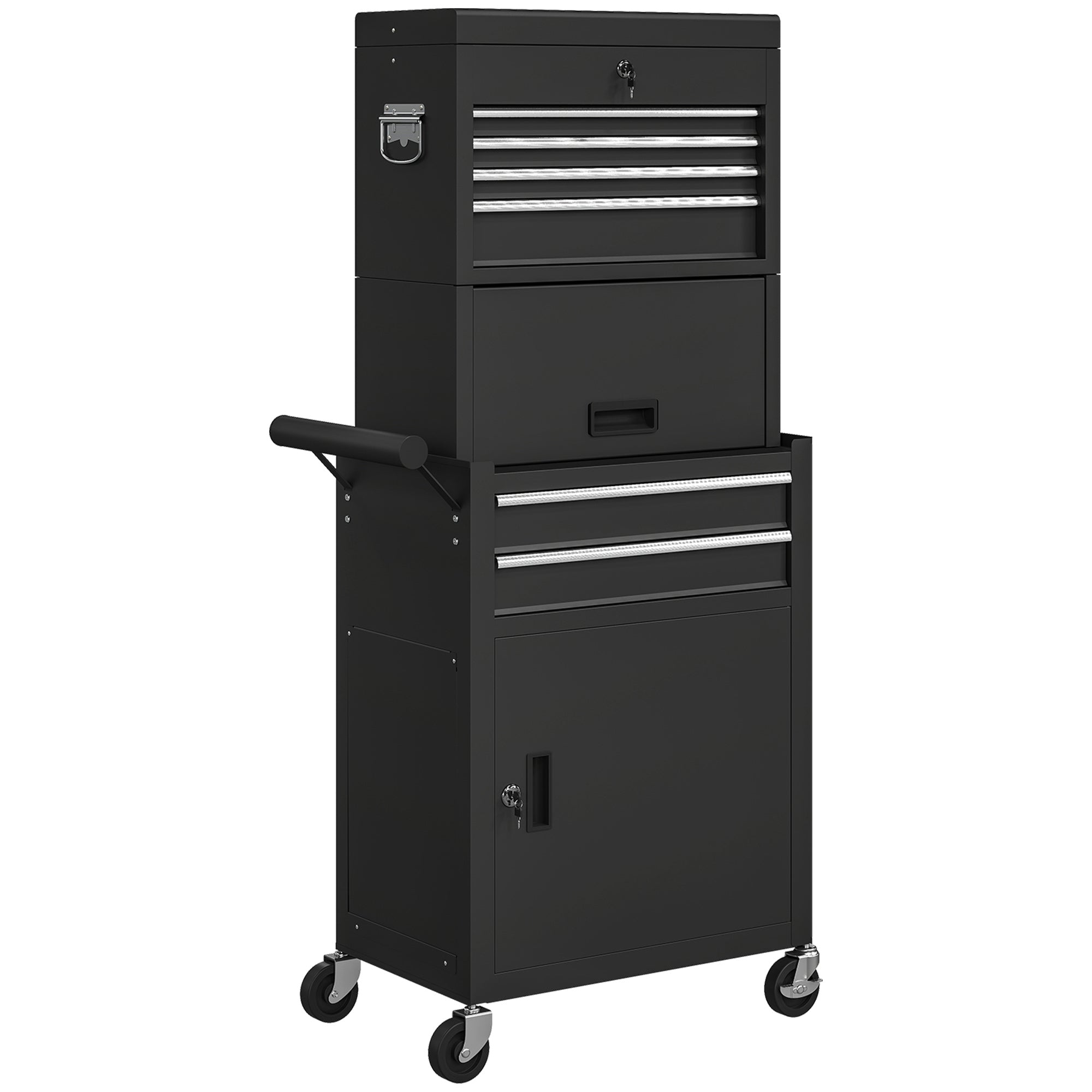 Three-Part Steel Locking Tool Chest - Black