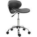 Adjustable Rolling Swivel Beauty Salon Stool with Backrest - Black