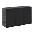 High Gloss Frame Sideboard with 2 Drawers Push-Open Design for Living Room & Bedroom - Black