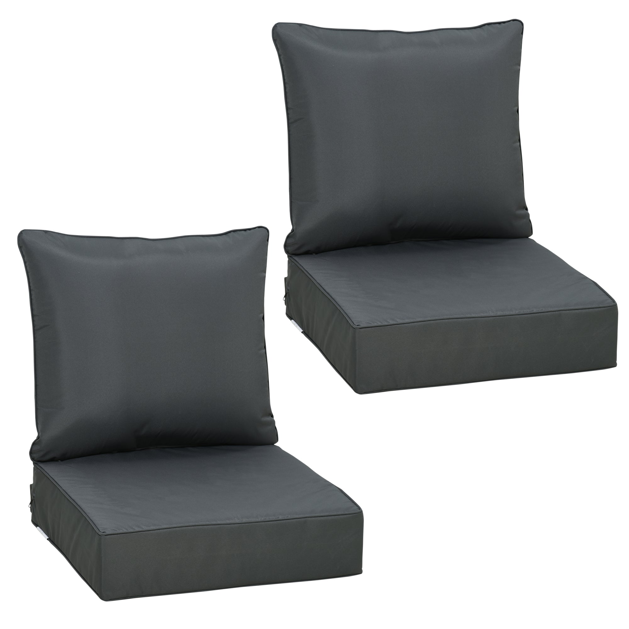 Outdoor Seat and Back Cushion Sets, 63L x 55W x 15Dcm Olefin Patio Deep Seating Chair Fade Resistant Replacement Cushion for Rattan Sofa, Indoor or Outdoor Furniture, Dark Grey