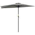 Half Round Patio Parasol Umbrella With Metal Frame - Light Grey