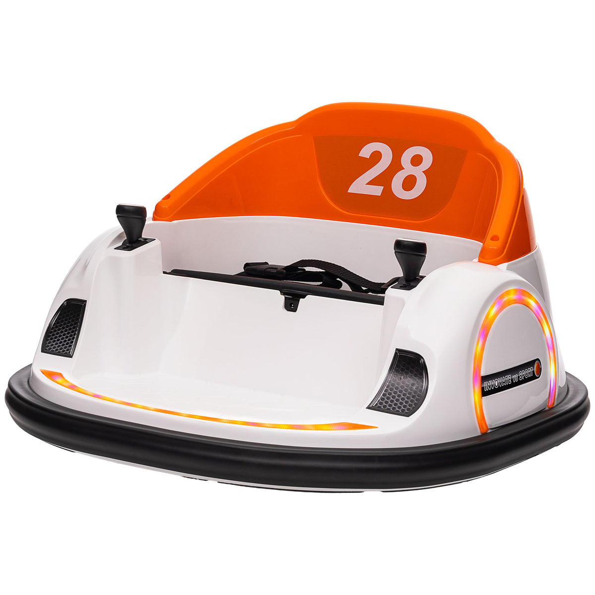 12V 360° Rotation Kids Bumper Car with Remote Control, Dual Joysticks, Music & Lights - Orange