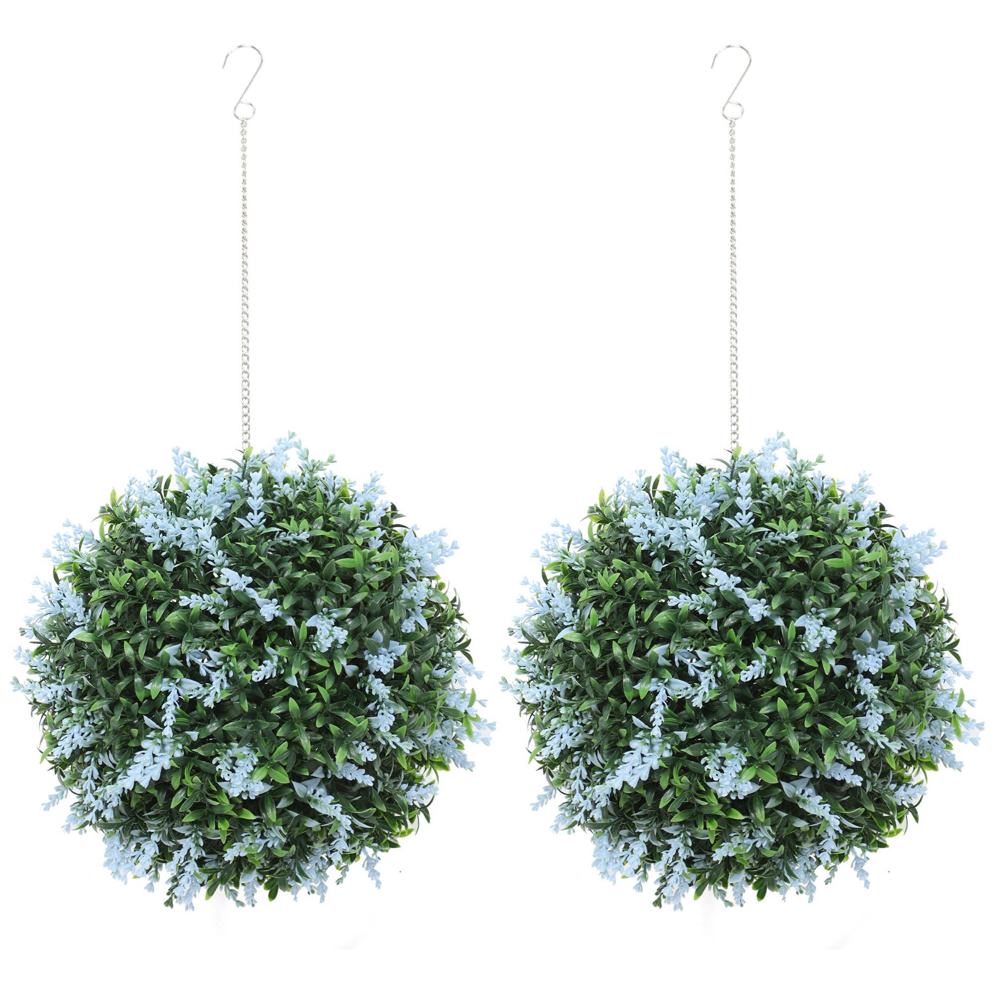 Set of 2 Artificial Plant Topiary Balls, UV-protected Fake Decorative Plants, Blue