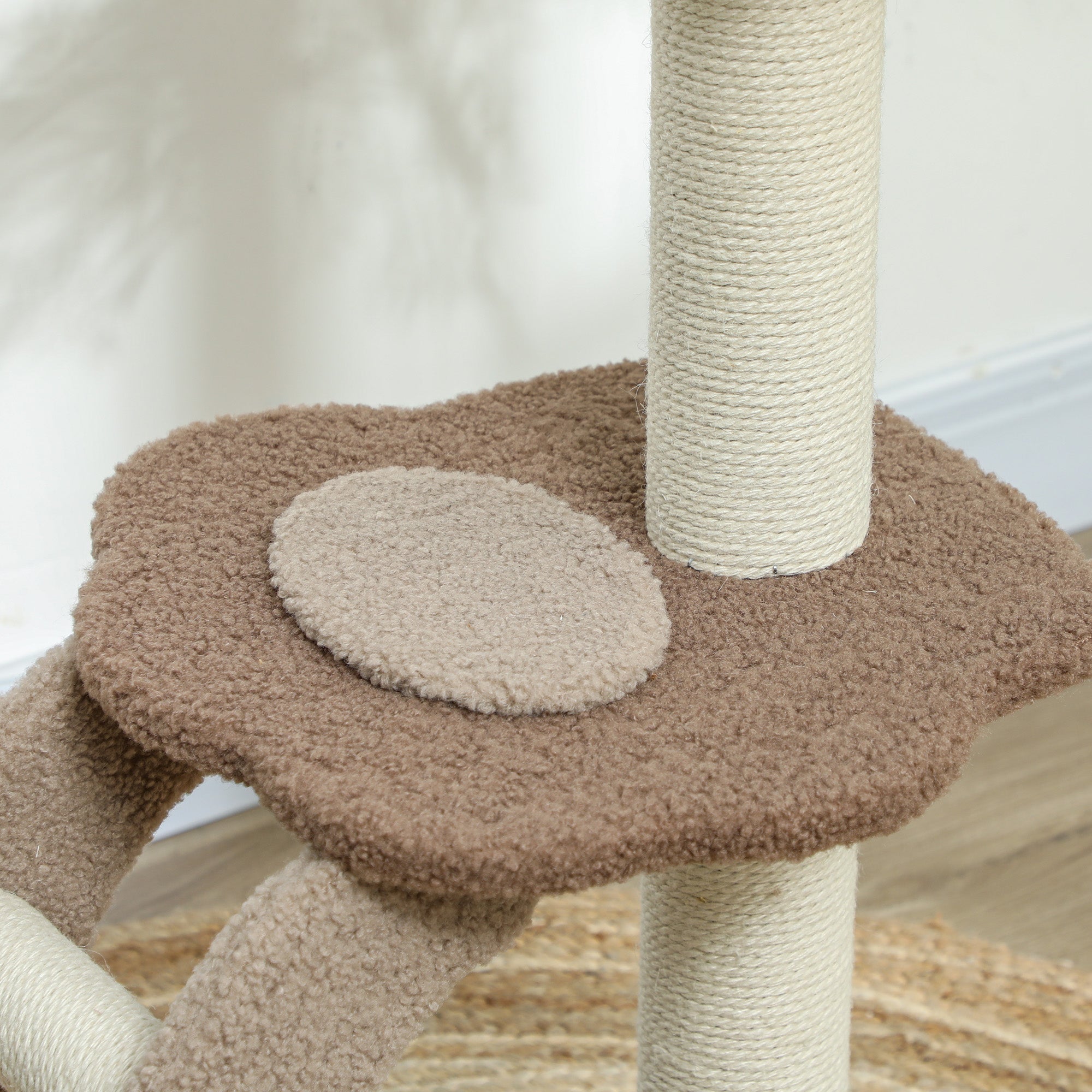 Cat Tee for Indoor Cats, 88cm Cat Tower with Sisal Scratching Post, Hanging Ball, Large Cat Perch, Stairs, Brown