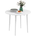 Folding Round Drop Leaf Dining Table for 4 with Wood Legs - White