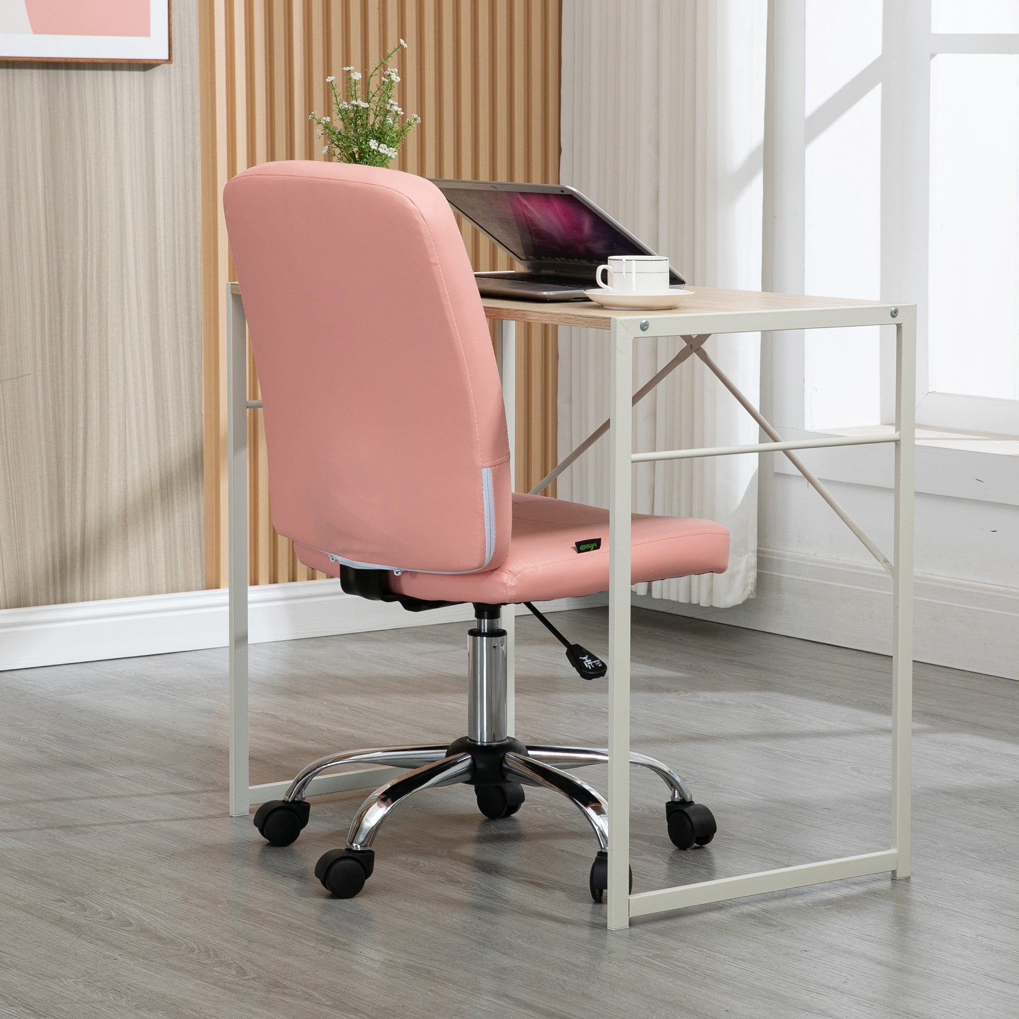 Armless Faux Leather Office Chair - Pink