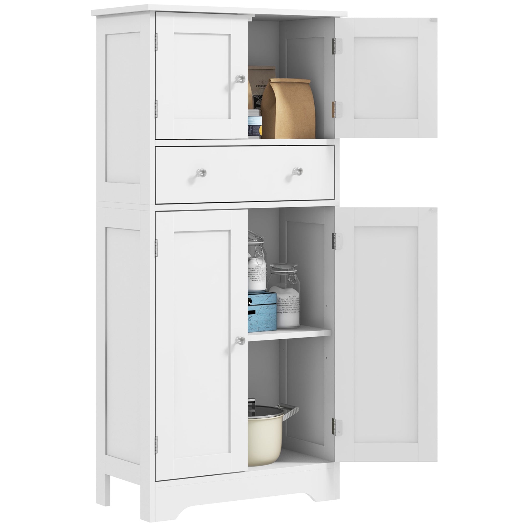 Multi-Storage Freestanding Kitchen Cabinet - White