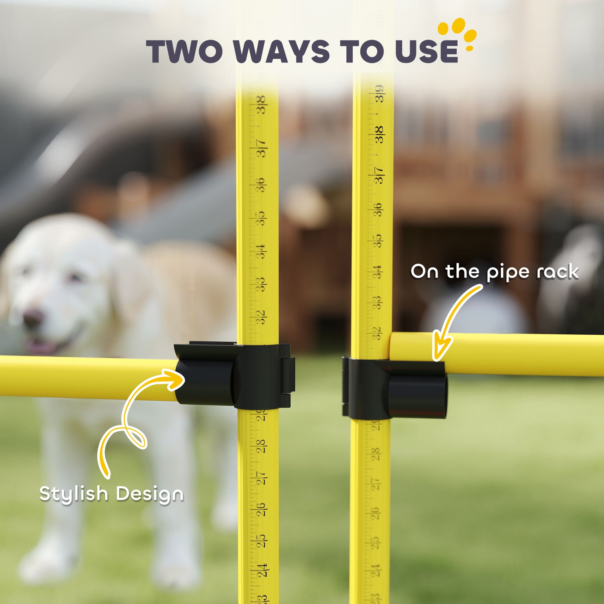 4 Piece Adjustable Dog Agility Hurdle Set with Carry Bag - Yellow