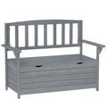 Two-Seater Garden Storage Bench with High Backrest - Grey